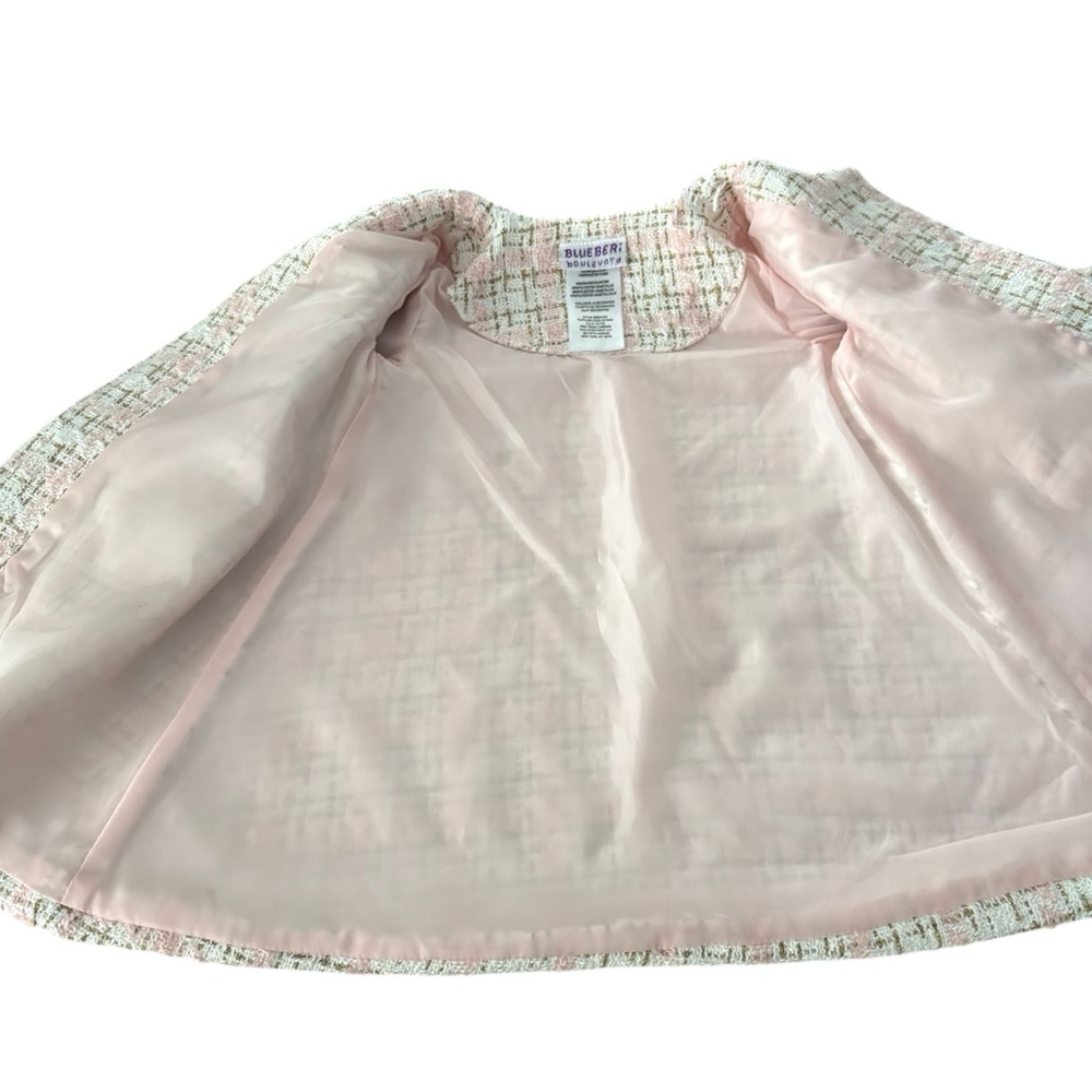 BLUEBERI BOULEVARD Tweed Pea Coat and Beret in Pink/White Size 18M — NWT - Picture 4 of 8